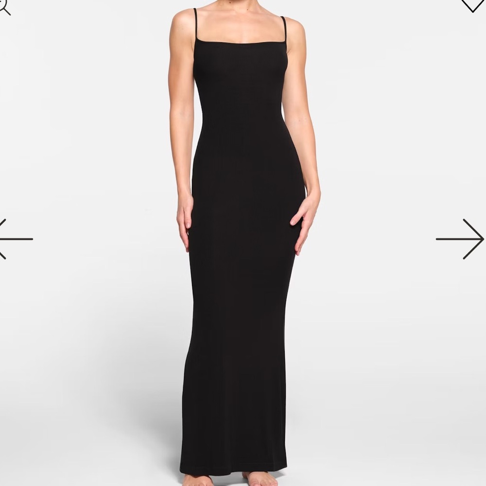 Skims Black long slip Dress